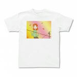 女性を描いたイラストのプリントTシャツ（ホワイト）各種