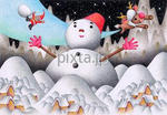雪だるまとクリスマス・画像